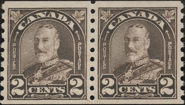 CANADA, 1930-31. KGV "Arch/Leaf"  Coil Pair 182, Mint