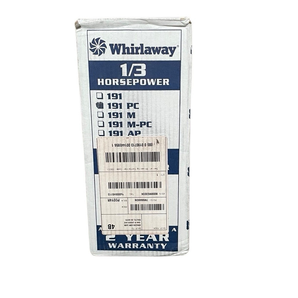 WHIRLAWAY AMC 191PC-AP 1/3 HP Adaptable Platform Garbage Disposal Blue Sealed