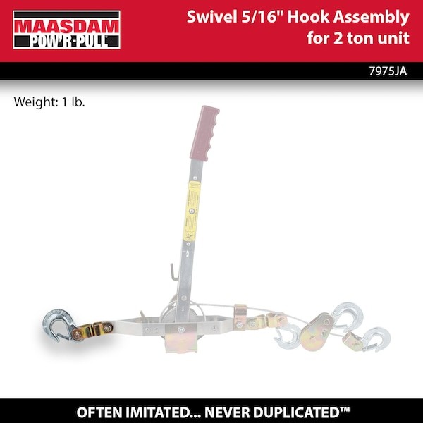 MAASDAM 7975JA Hook Assembly, 2 t Unit, 5/16" Swivel