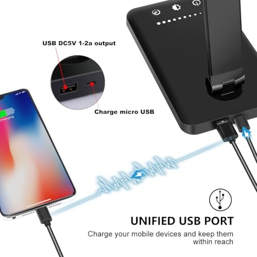 LED Desk Lamp Dimmable Table Lamp Reading Lamp with USB first-generation Black