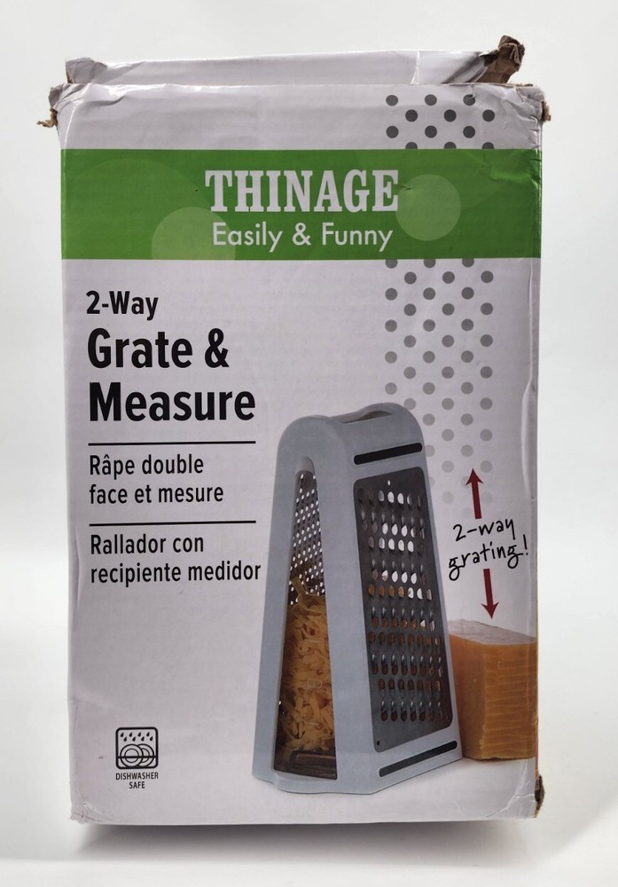 Thinage Easily & Funny 2-Way Grate & Measure Container, White