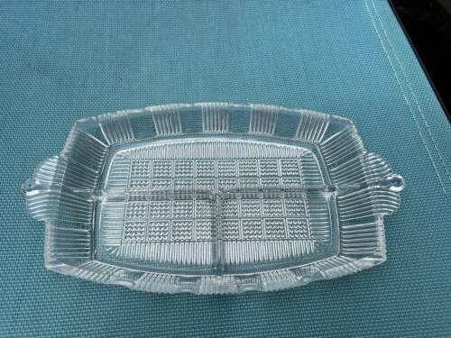 Crystal 3 portion dish crystal rectangle Good condition.  