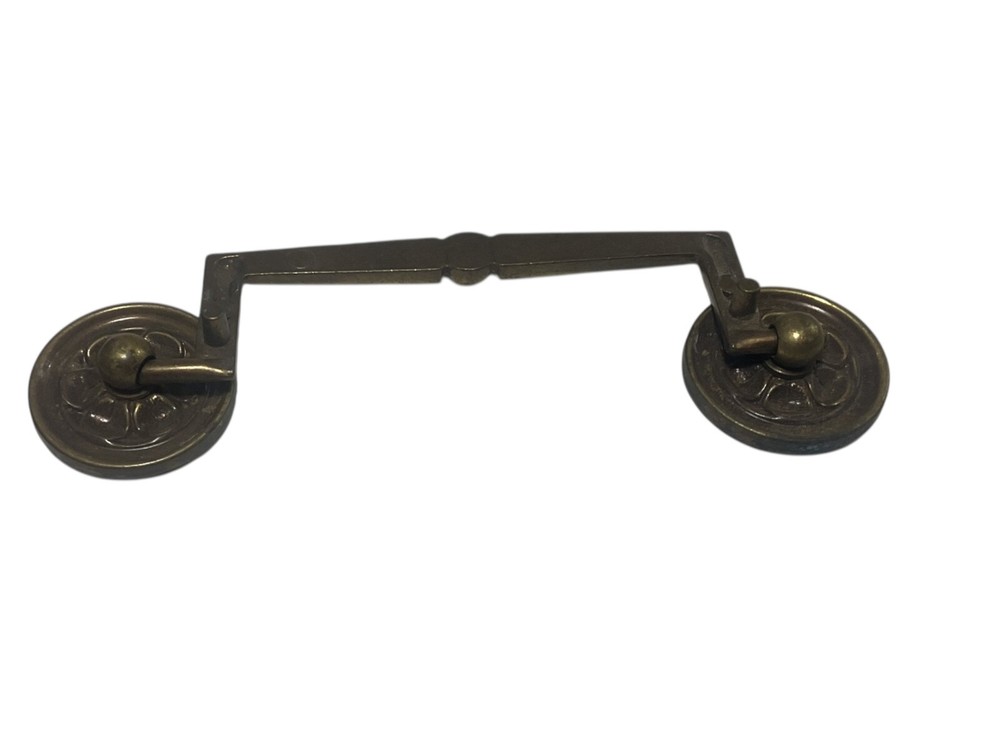 SOLID BRASS VINTAGE MCM SQUARE HANDLE DRAWER BAIL DROP PULL SWING HANDLE