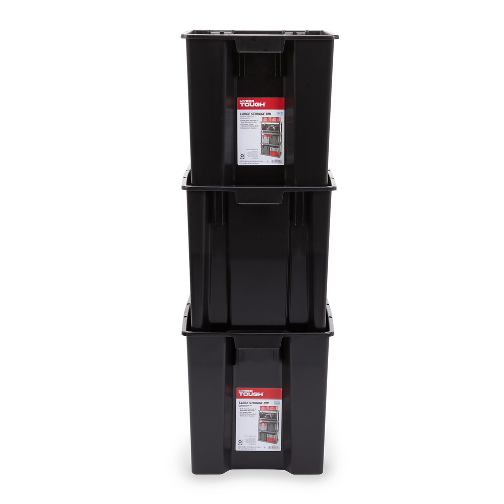 Garage Plastic Storage Bin Large Nesting Stacking, Black