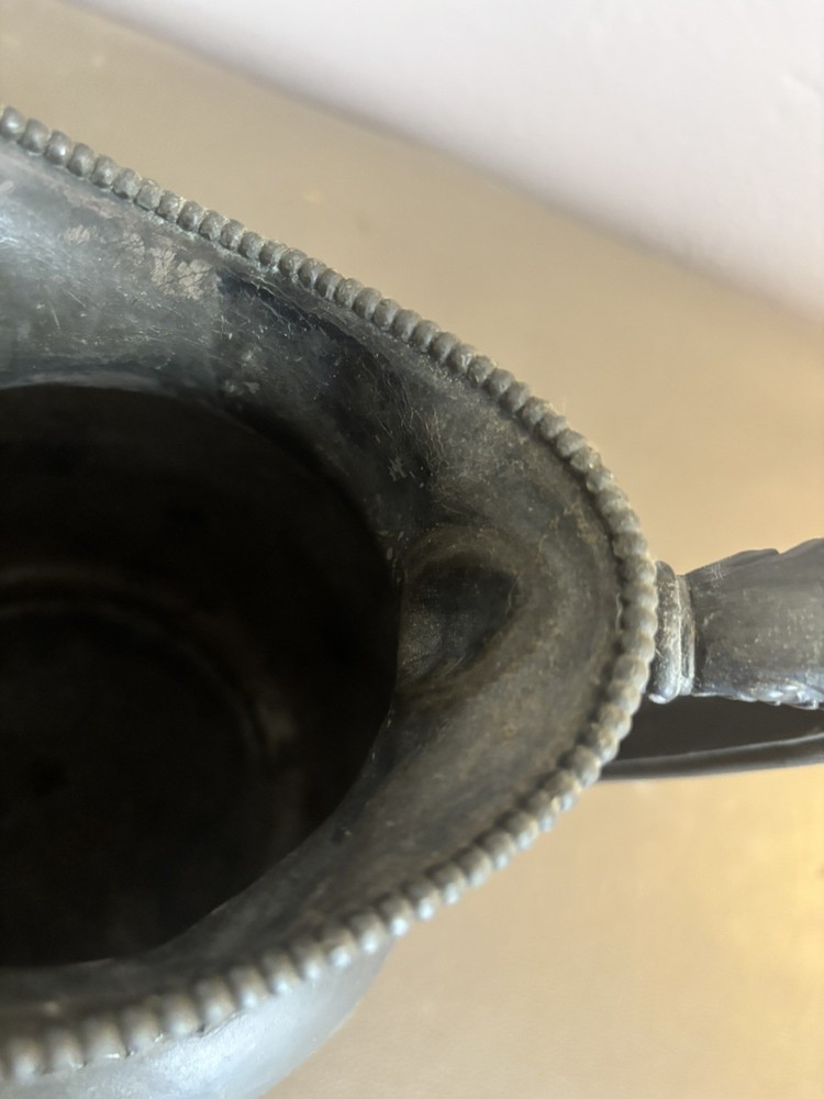 Medieval Silver-plated pitcher with beaded rim detail