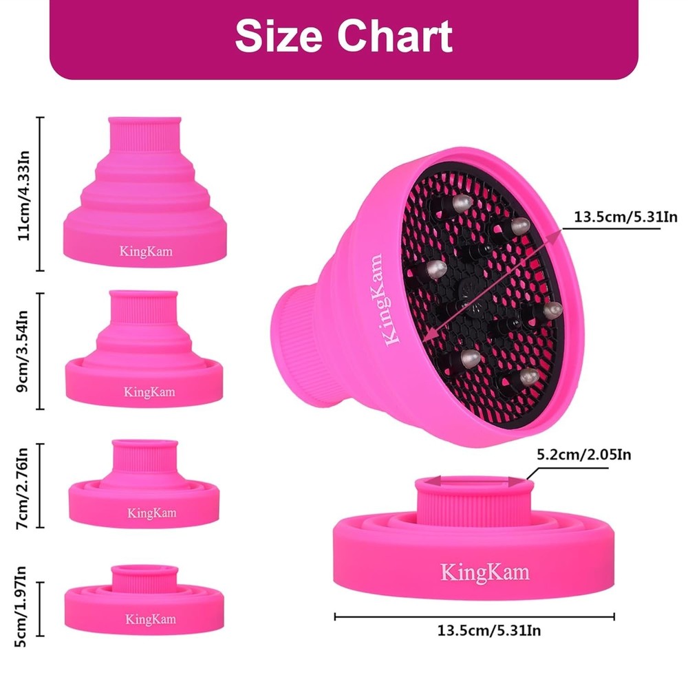 Efficient Silicone Hair Dryer Diffuser - Compact, Quick Drying, and Stylish Pink