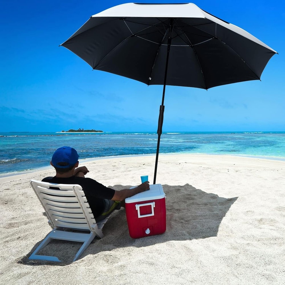 Oversized 68" Auto-Open Beach Umbrella with UPF 50+ Protection - Versatile Use