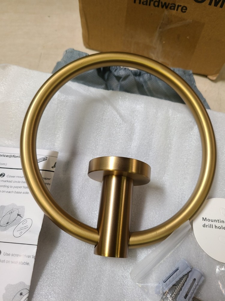 Forious WW0220G Wall Mounted Towel Ring With Installation Hardware