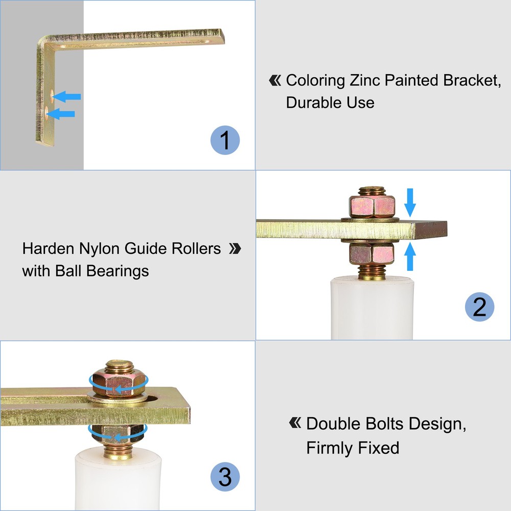 Slide Gate Guide Roller with L Post Bracket 3" Dual Nylon Rollers Gate White