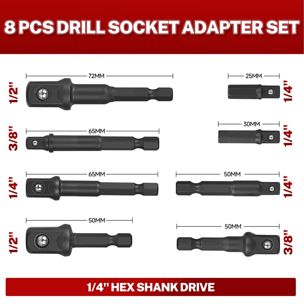 BILITOOLS Socket Adapter Set 17 Piece includes Reducer, Universal One Size