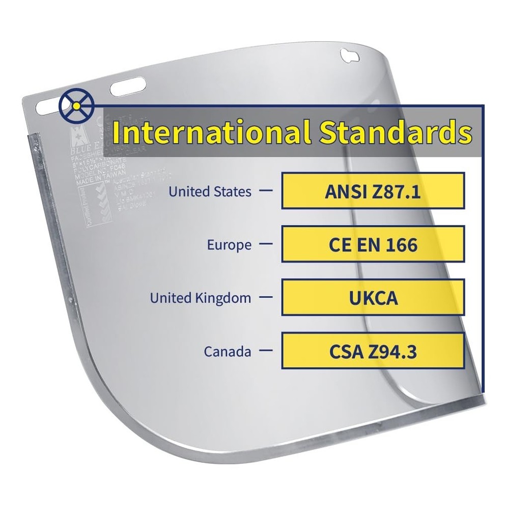 Full Face Impact Resistant Safety Shield | Clear Polycarbonate Visor + Replac...