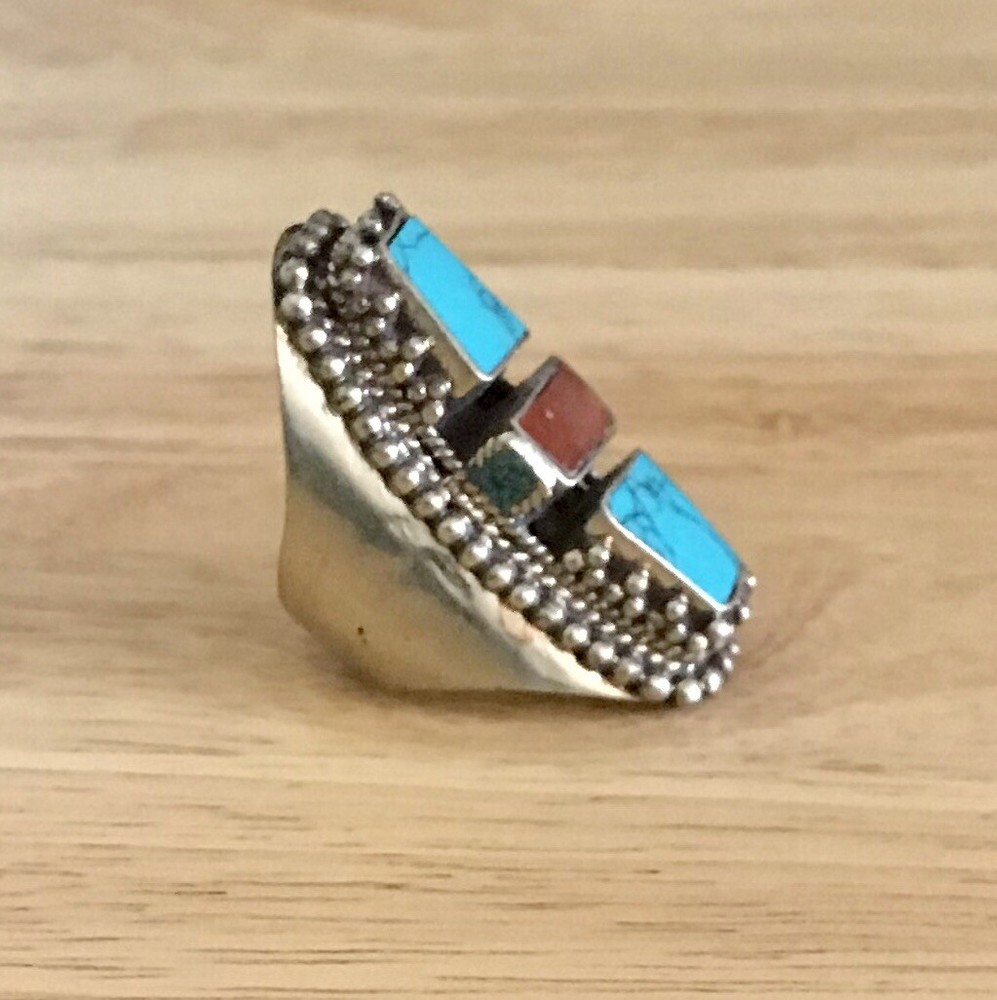 Turquoise Coral Ring