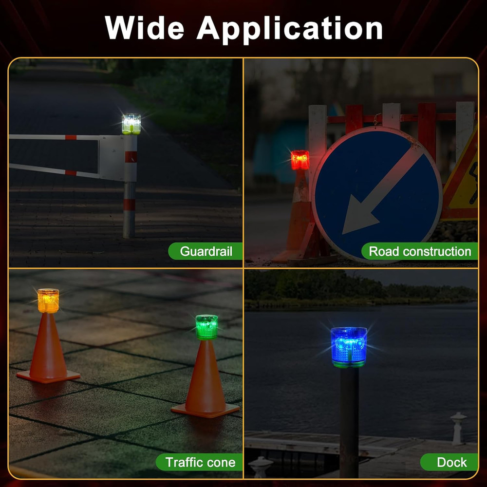 Solar Strobe Warning Light 360 Degree Single Column Super Bright Waterpr