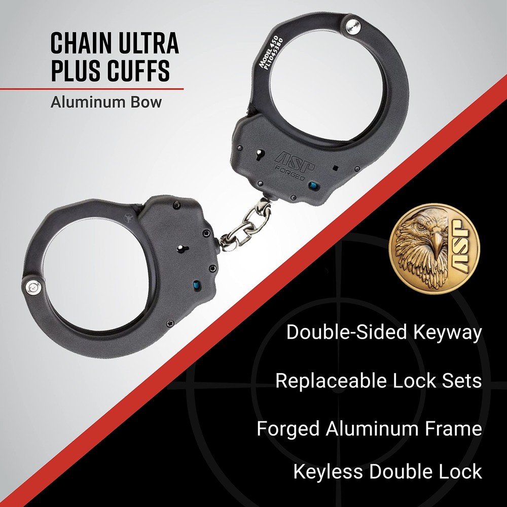 ASP Ultra Plus Keyless Double-Locking Chain Handcuffs, Professional Grade Forged