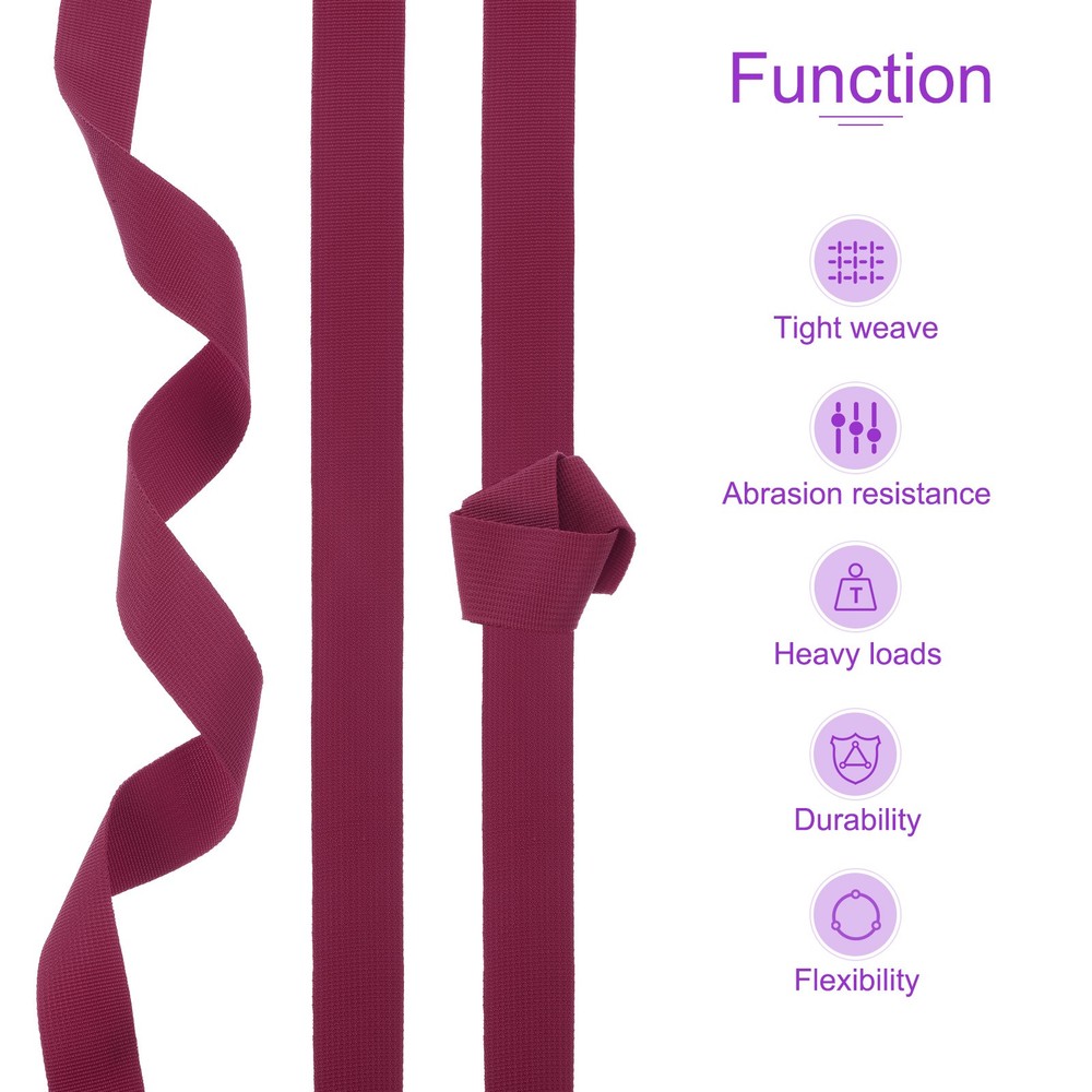 25Yard x 3/4 inch Width Nylon Webbing Strap Poly Flat Webbing Strapping Burgundy