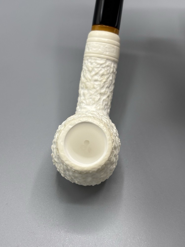Deep Rusticated Apple Pipe Handmade block Meerschaum New W Case#162