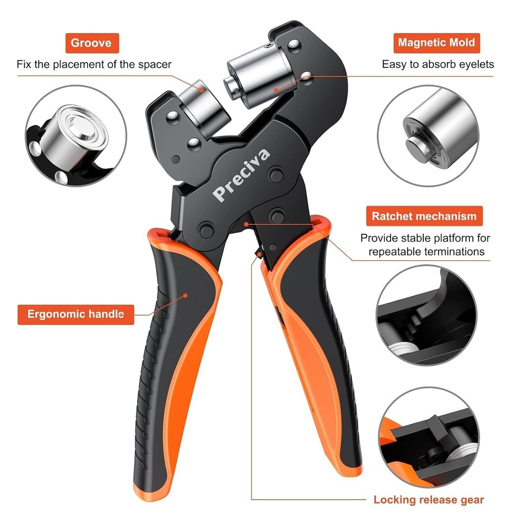 Interchangeable Grommet Tool Kit with 400 Silver Grommets - Easy Application