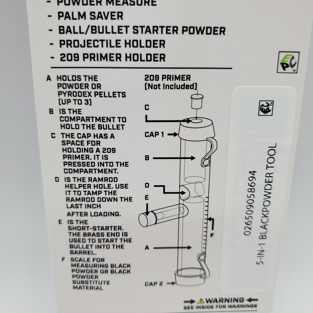 Allen Thunder Cloud 5 In 1 Muzzleloader Tool Black Powder 2070A Holder
