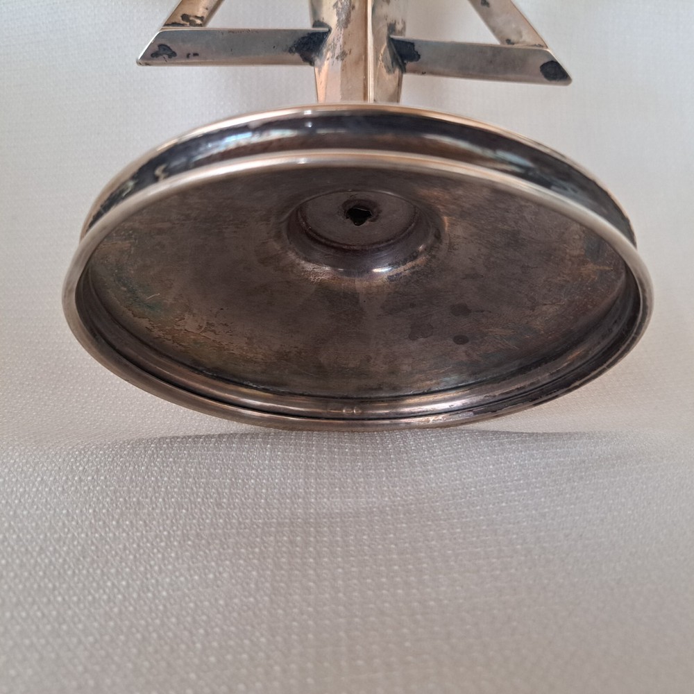 Antique Solid Silver Candlestick 1920 ART Deco Candle Holder Warsaw Poland