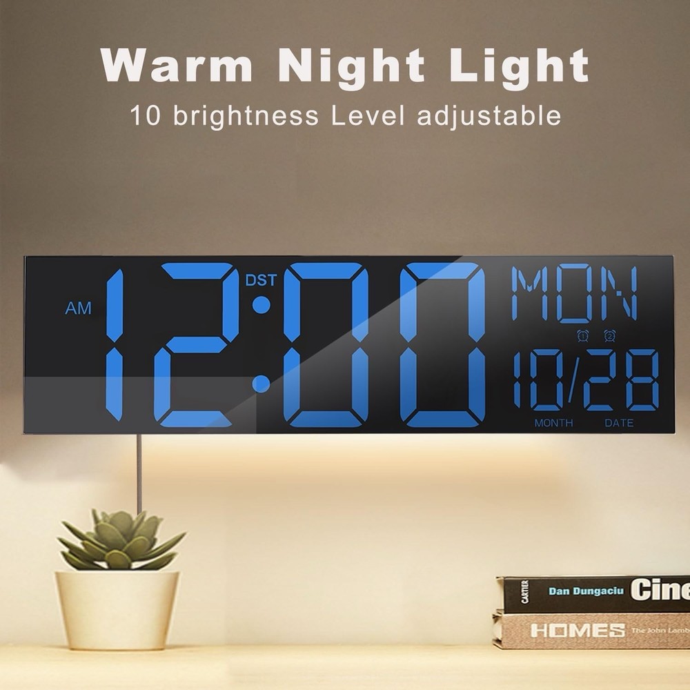 JALL 30" Large Digital Wall Mount Clock with Remote Control, Alarm