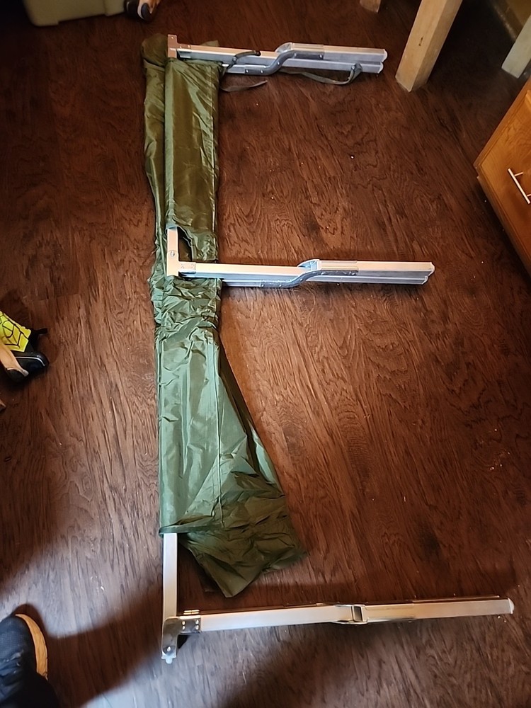 US Military Issue Compact Lightweight Foldable Aluminum Sleeping Cot -