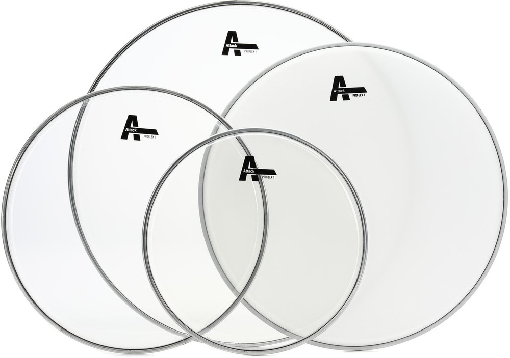 Attack Proflex 1 Clear Rock 4-piece Drumhead Pack (2-pack) Bundle