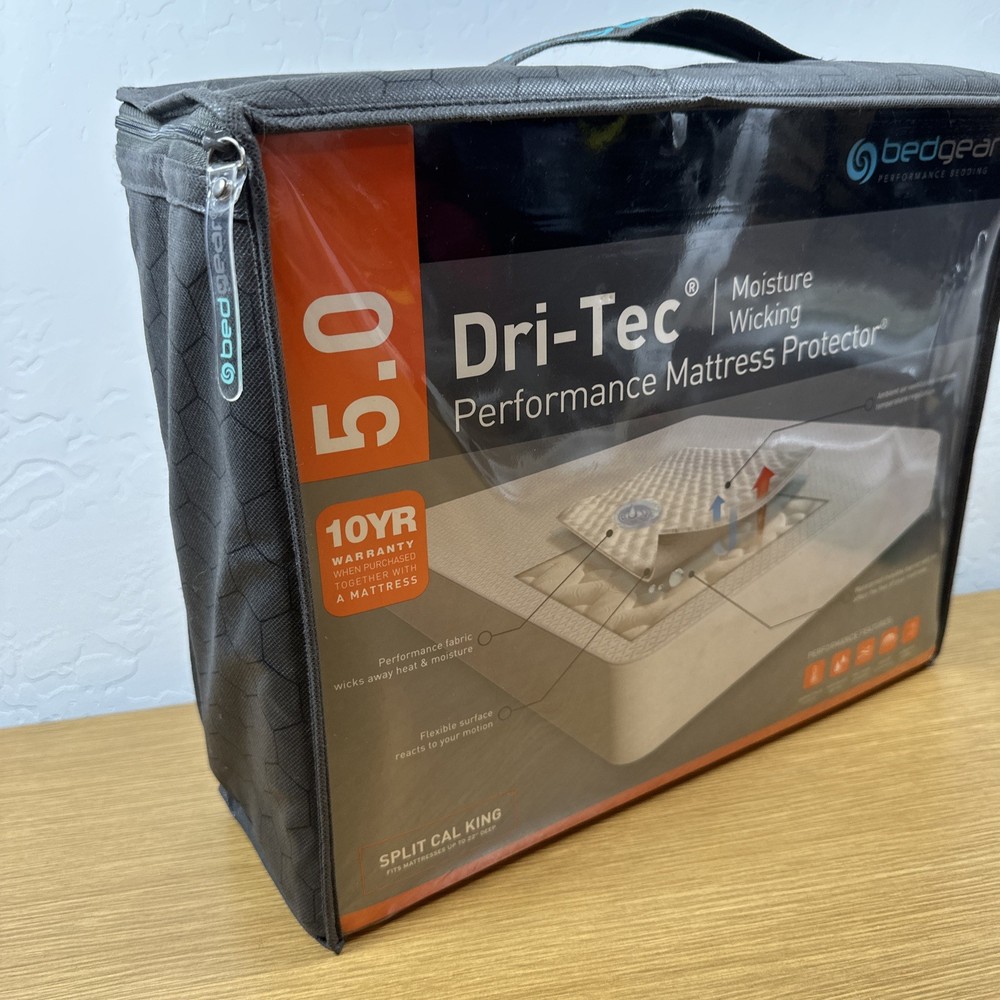 NEW Bedgear Dri-Tec 5.0 Performance Mattress Protector Split Cal King