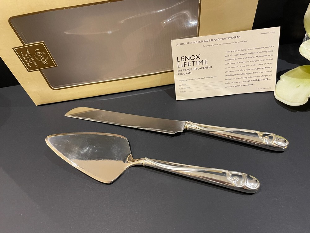 Lenox Forevermore 2-Piece Dessert Set / Wedding Cake Knife & Server Set