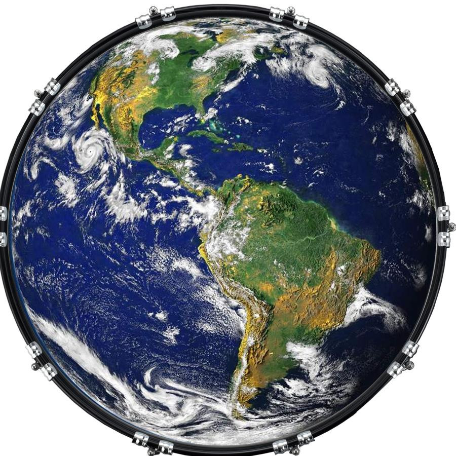 20" Custom Bass Kick Drum Front Head Graphical Earth 4