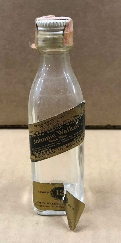 Vintage Johnnie Walker Black Label 12-Year Empty Mini Bottle