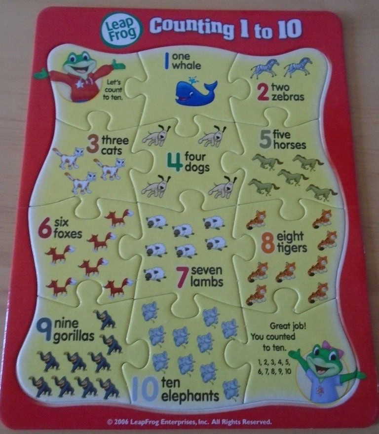 2006 LeapFrog SIX Tray Puzzles Learning Alphabet ABCs/Math