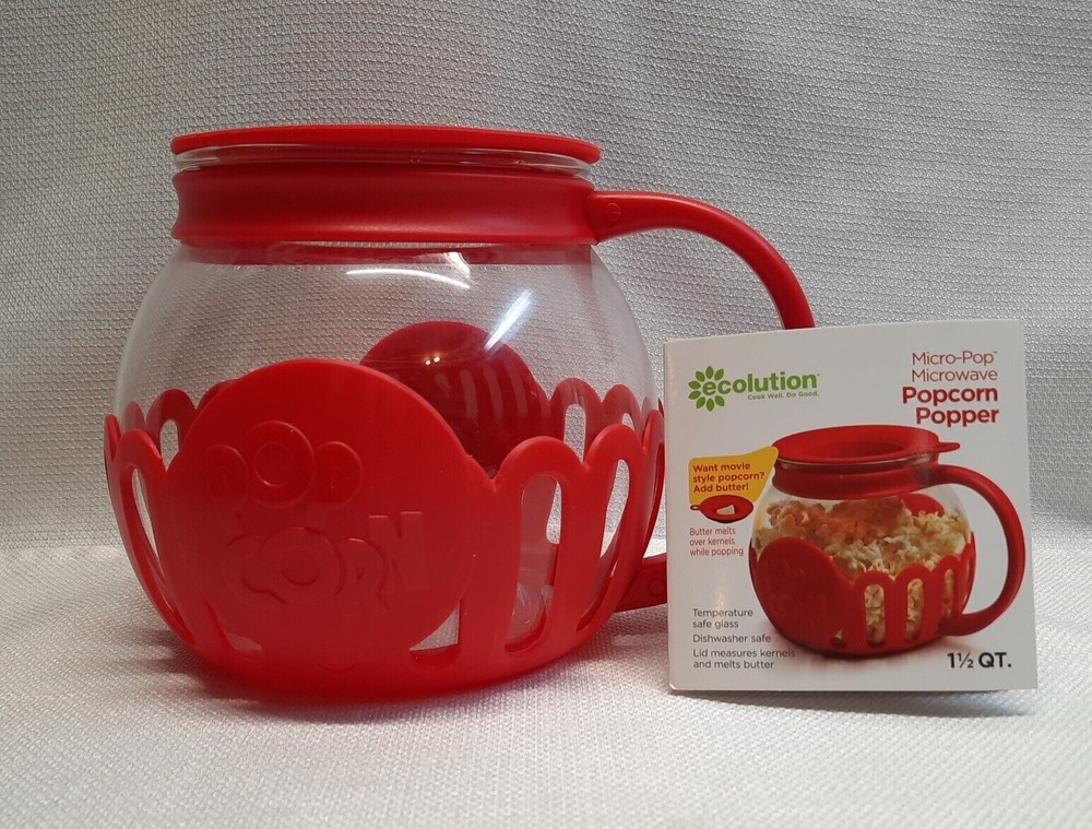Ecolution Patented Micro-Pop Microwave Popcorn Popper with Temperature Safe...