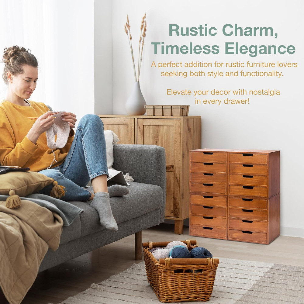 Modern Mahogany 4-Pack Desktop Drawer Organizer - Stackable Storage Solution