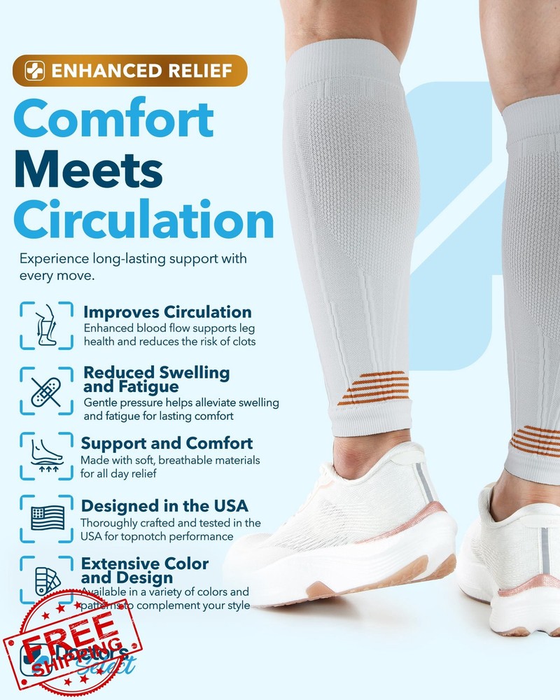 Doctor's Select 2 Pairs Copper Calf Compression Sleeves