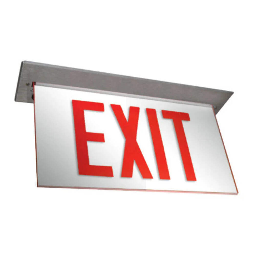 Exitronix LED Edge-Lit Exit Sign Single Face Recessed Mount NiMH Battery Red Let