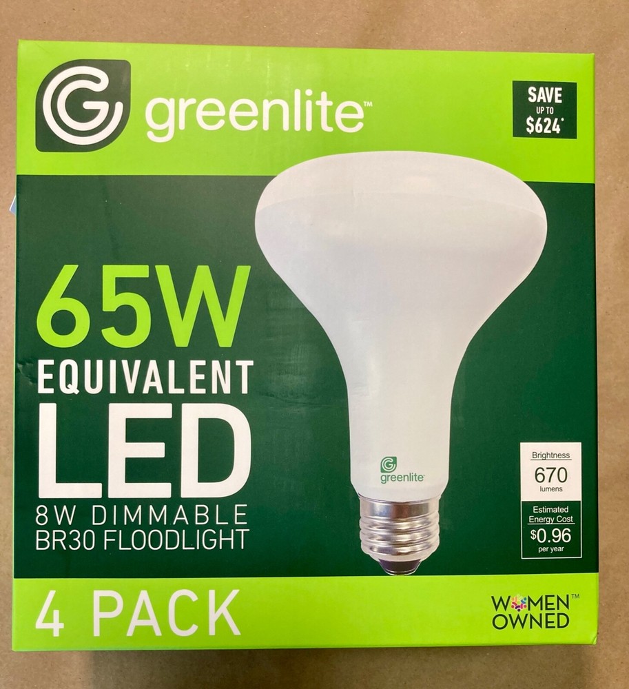 NEW Greenlite - 4 Light Bulbs 8w LED 65w Dimmable 3000k 670 Lumens