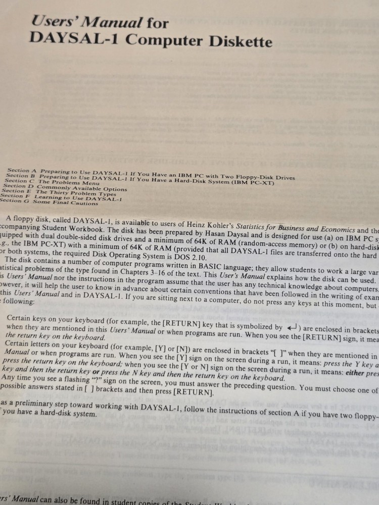1985 Scott Foresman DAYSAL-1 IBM Computer Software 5 1/4" Disk And Documentation