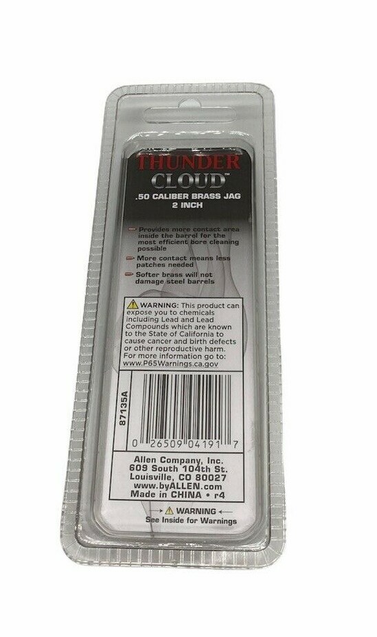 ALLEN Thunder Cloud 87135A Muzzleloader .50 Cal Brass Jag 10-32 Thread 2”