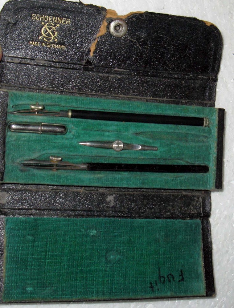 Vintage Schoenner Drafting Engineering Tool Set with Case Missing One Piece