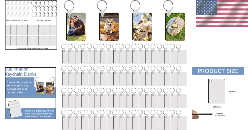 DIY Sublimation Keychain Blanks with Rings & Clips