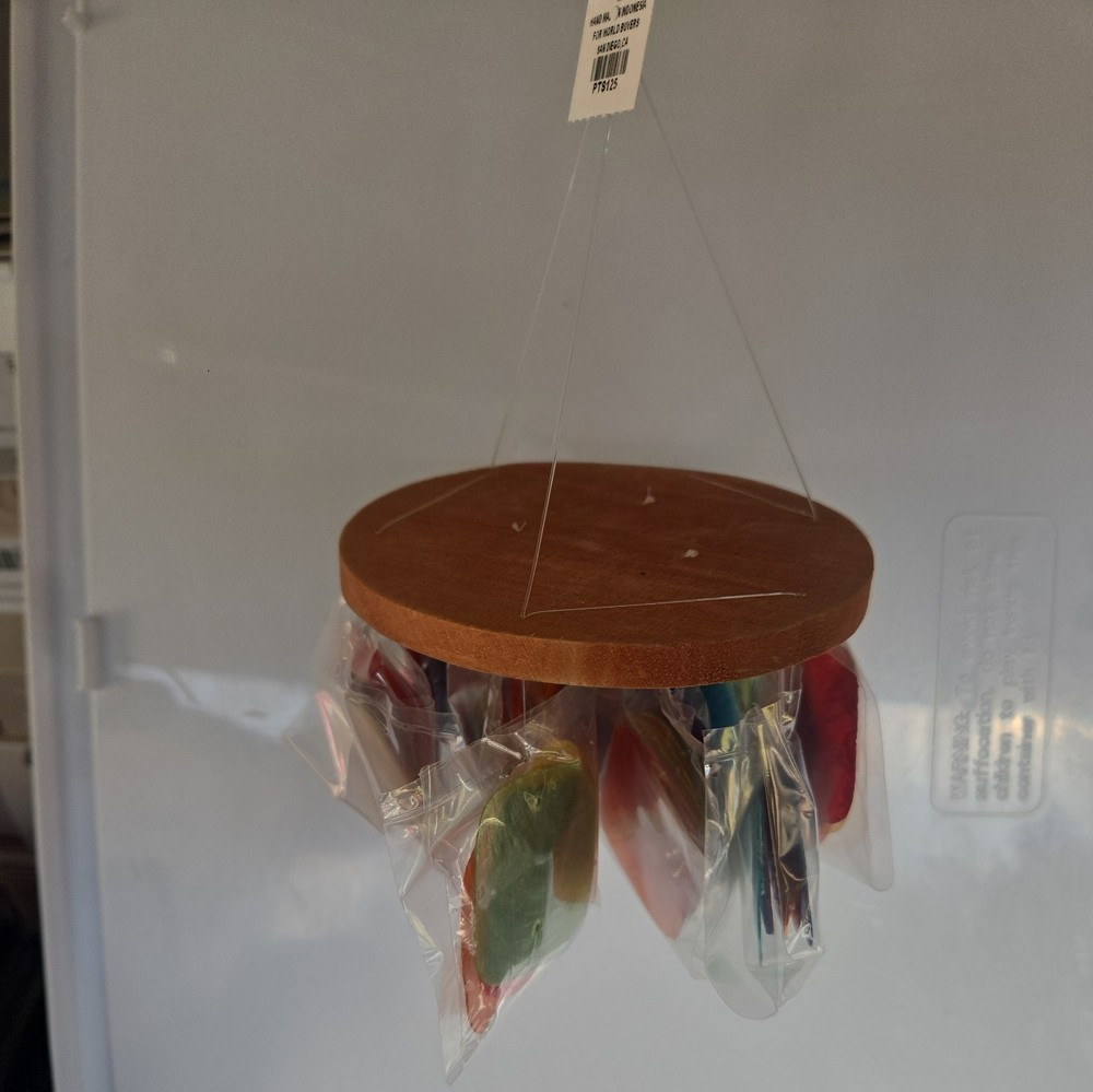 Rainbow Capiz Shell Wind Chime Coastal Boho Decor New-Open Box