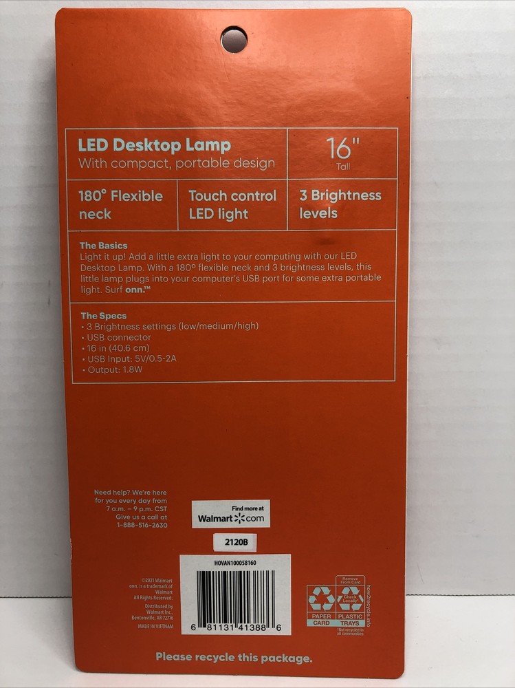 USB LED Computer Light Portable Flexible Design 3 Light Levels White