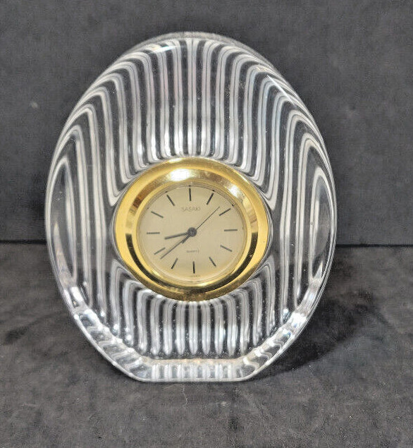 Lead Crystal Desk Clock NEEDS BATTERY