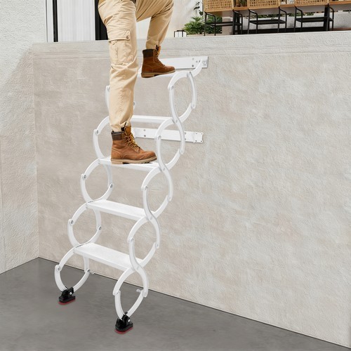 5 Steps Ladder Step Ladders Folding Stair Telescoping Wall Mounted Retractable