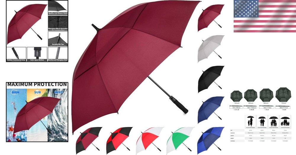 Extra Large Golf Umbrella 72 Inch - Windproof & Waterproof