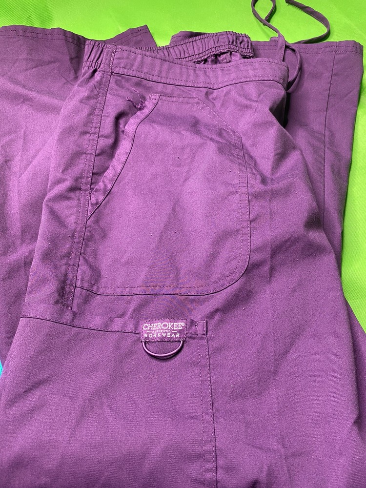 Cherokee Workwear Scrub Set Purple Top L Pants MP