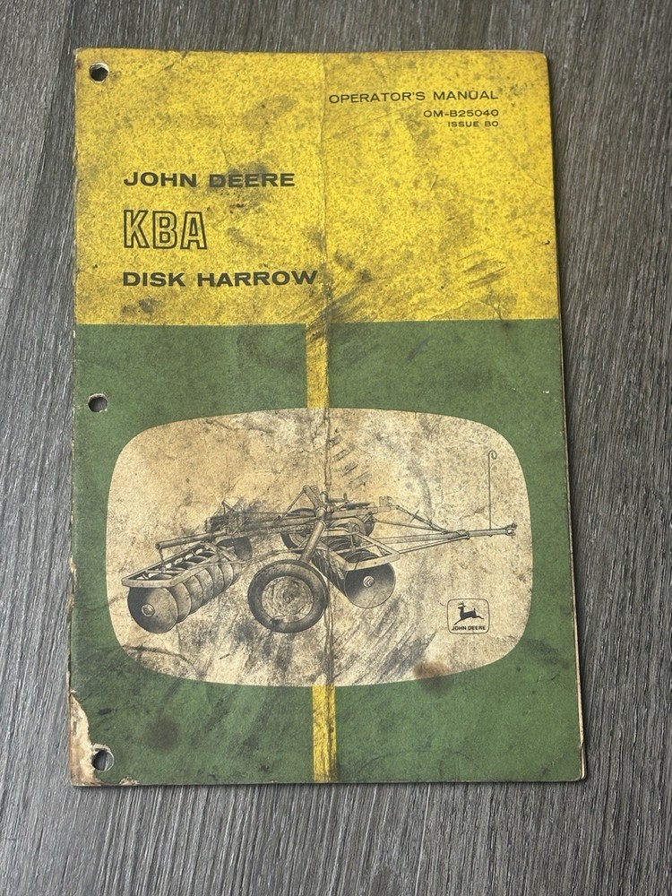 Operators Manual John Deere KBA Disk Harrow