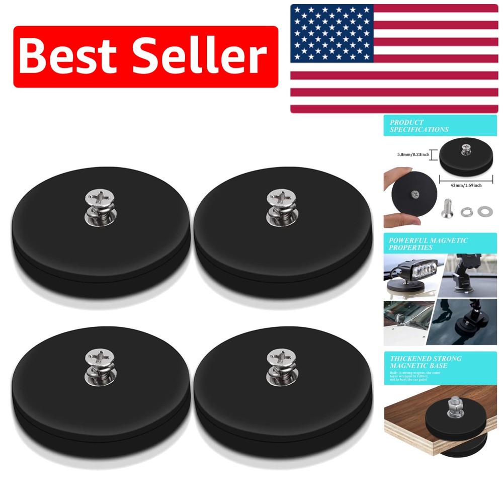 4-Pack 30LBS Neodymium Mounting Magnets with Rubber Coating for Ultimate Support