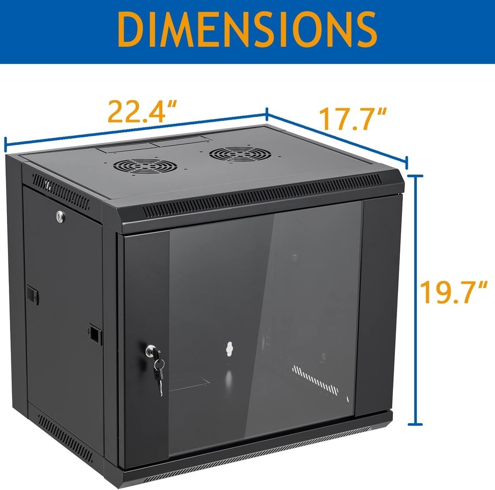 9U Wall Mount Server Cabinet 19" Network Rack Locking Door