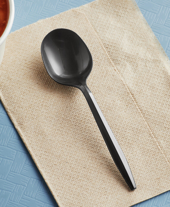 Disposable Plastic Medium Heavyweight Soup Spoons, 1000 Pack Black
